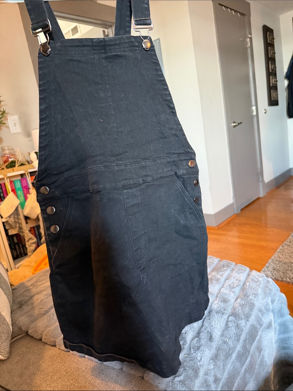 Harper Black A-Line Overall Skirt with Adjustable Straps